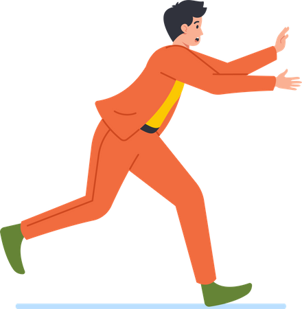 Empleado de oficina corriendo con expresión temerosa  Ilustración
