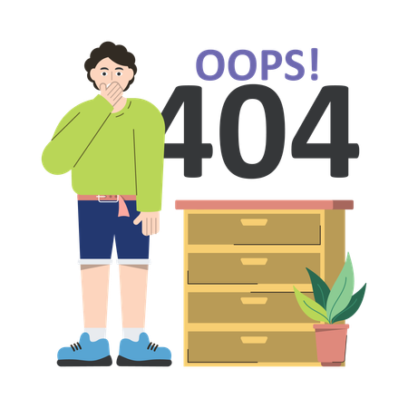 El empleado encuentra el error 404  Ilustración