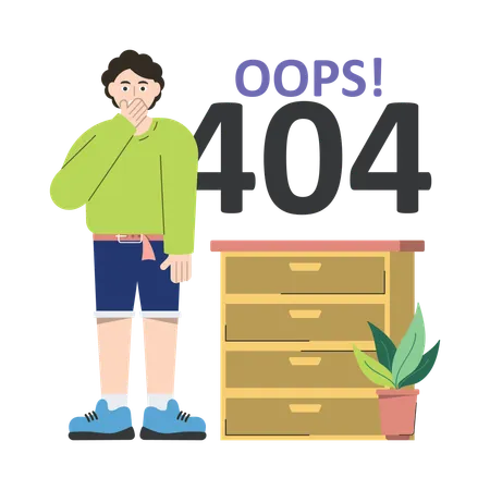 El empleado encuentra el error 404  Ilustración