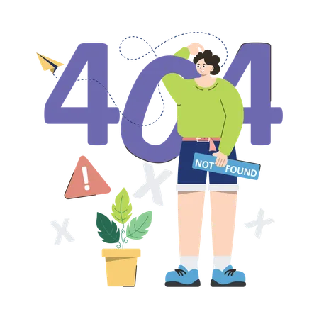 El empleado encuentra el error 404  Ilustración