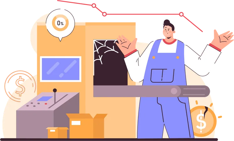 Los empleados enfrentan una crisis empresarial  Ilustración