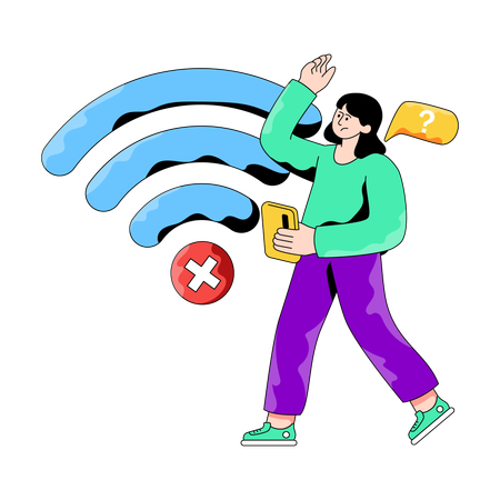 Empleado enfrenta problema de falta de wifi  Ilustración
