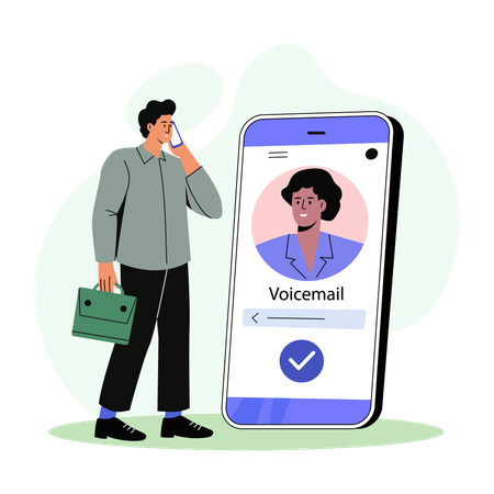 Empleado enviando correo de voz  Ilustración