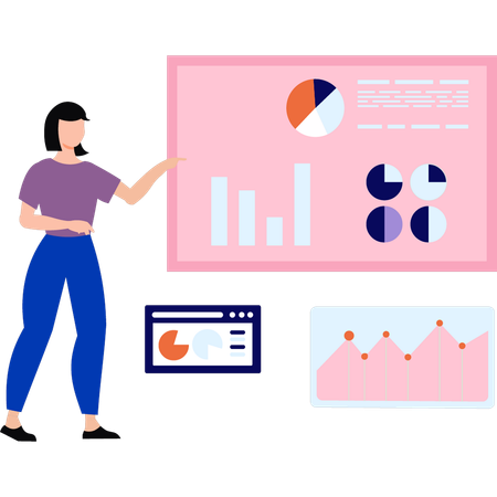 El empleado está analizando el gráfico de negocios.  Illustration