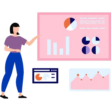 El empleado está analizando el gráfico de negocios.  Illustration