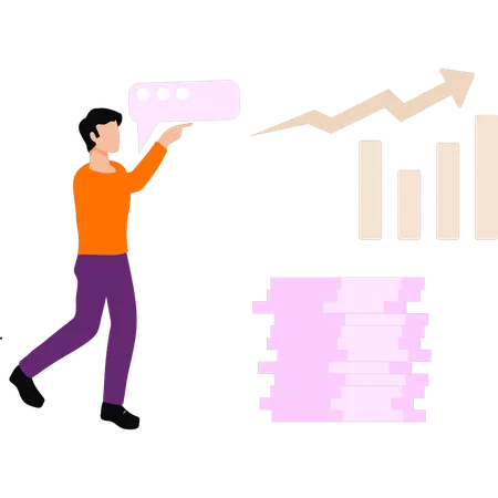 El empleado está explicando los datos comerciales.  Ilustración