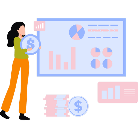 El empleado presenta datos gráficos.  Ilustración