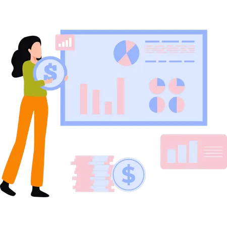 El empleado presenta datos gráficos.  Ilustración