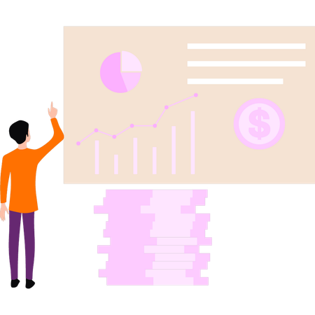 El empleado está trabajando en el análisis de datos.  Ilustración