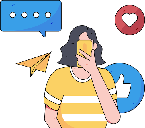 El empleado está viendo las respuestas de las redes sociales.  Ilustración