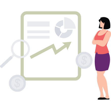 Empleado explica el gráfico circular del mercado  Illustration