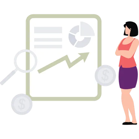 Empleado explica el gráfico circular del mercado  Illustration