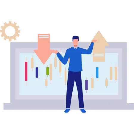 Empleado explica la inestabilidad del mercado  Ilustración