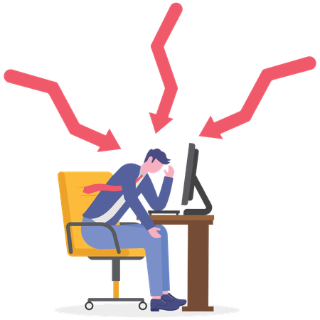 Empleado frustrado trabajando en la oficina  Ilustración