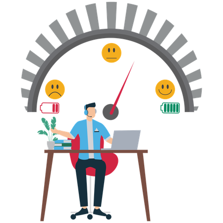 El empleado gestiona la productividad con la carga de trabajo  Ilustración