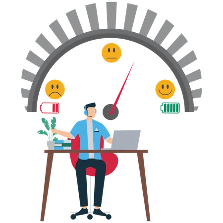 El empleado gestiona la productividad con la carga de trabajo  Ilustración