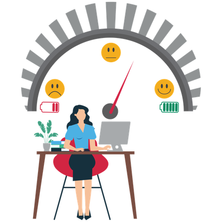El empleado gestiona la productividad con la carga de trabajo  Ilustración