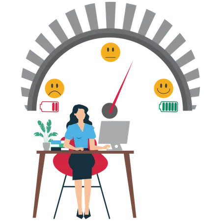 El empleado gestiona la productividad con la carga de trabajo  Ilustración