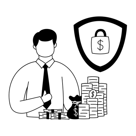 El empleado hace seguridad financiera  Ilustración