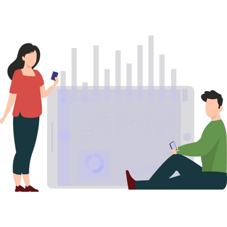 Empleado haciendo análisis de datos  Ilustración