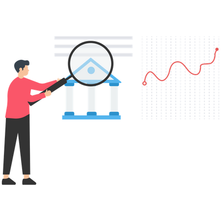 Empleado masculino haciendo análisis bancario  Ilustración