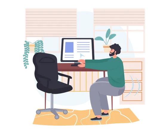 Empleado masculino haciendo ejercicio en la oficina  Ilustración