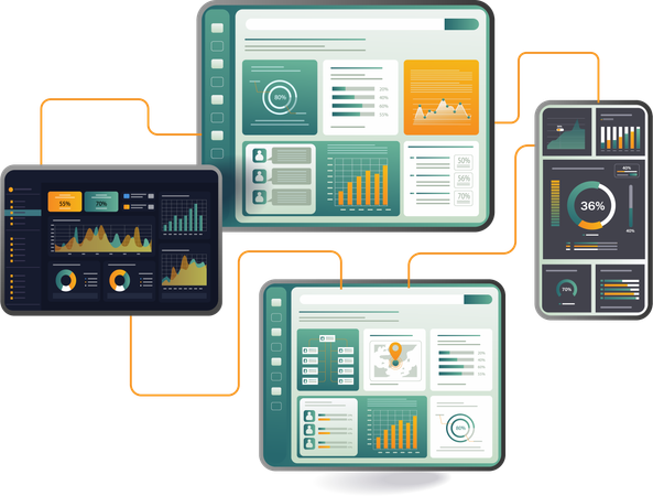 Empleado mostrando análisis de datos del mercado de valores  Ilustración