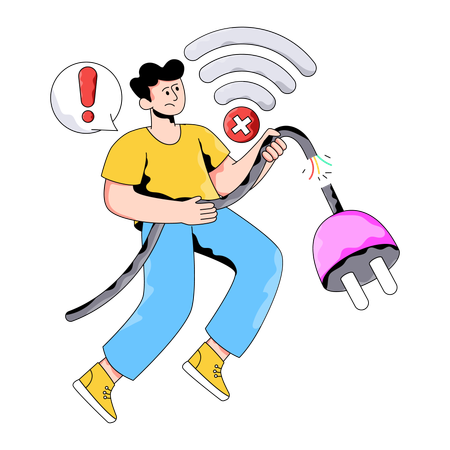 Empleado que muestra que no hay wifi  Ilustración