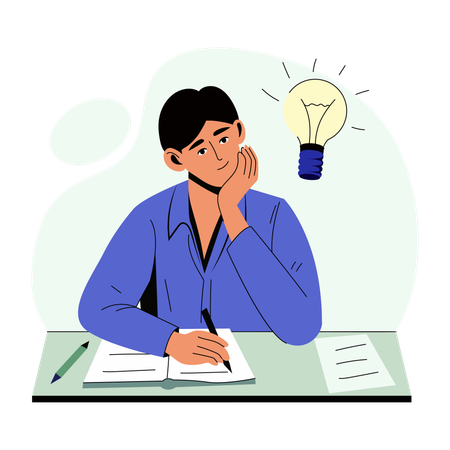 Empleado pensando en ideas creativas  Ilustración
