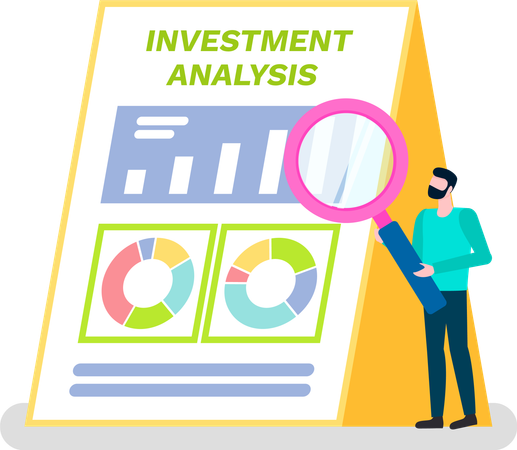 Empleado presenta datos de análisis de inversiones  Ilustración