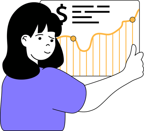 El empleado presenta datos del mercado.  Ilustración