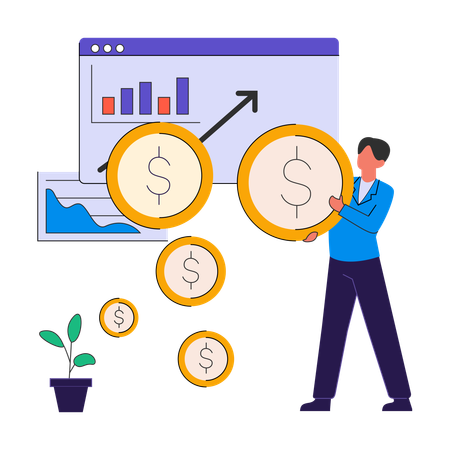 Empleado presenta datos financieros  Ilustración