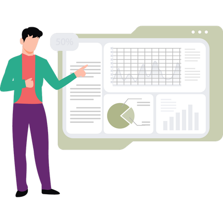 El empleado presenta datos gráficos.  Ilustración