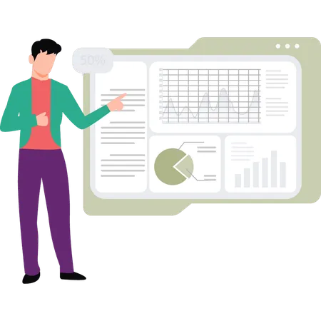 El empleado presenta datos gráficos.  Ilustración