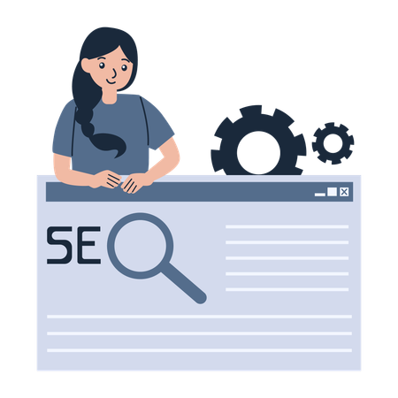 Empleado presenta informe SEO  Ilustración