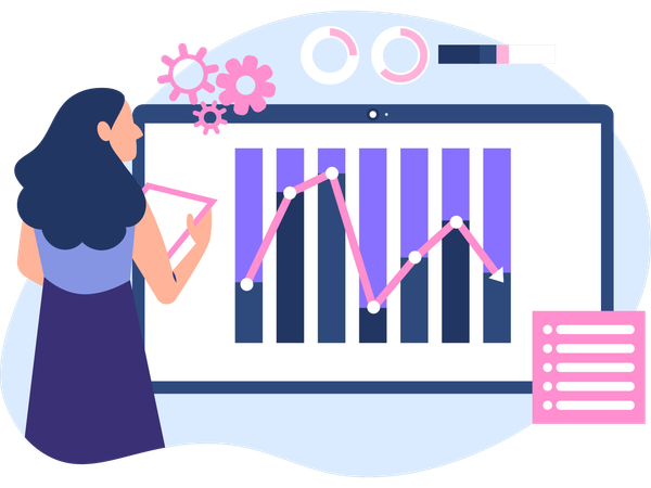 Empleado analizando estadísticas de datos  Ilustración