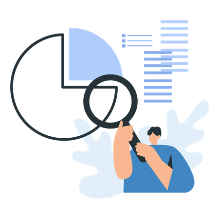 Empleado que aplica la ciencia de datos en acción  Ilustración