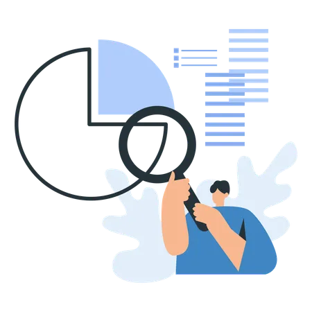 Empleado que aplica la ciencia de datos en acción  Ilustración