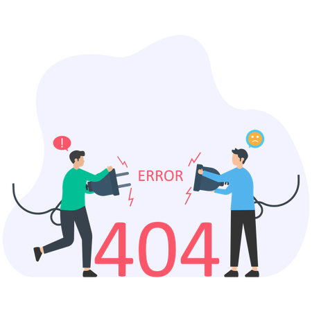 Empleado que enfrenta error 404  Ilustración