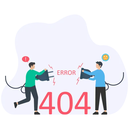 Empleado que enfrenta error 404  Ilustración