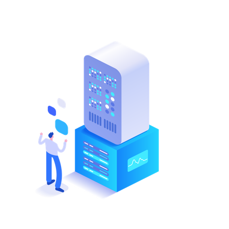 Empleado que trabaja en seguridad de bases de datos  Ilustración