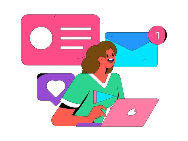 El empleado recibe una notificación de correo no leído  Illustration