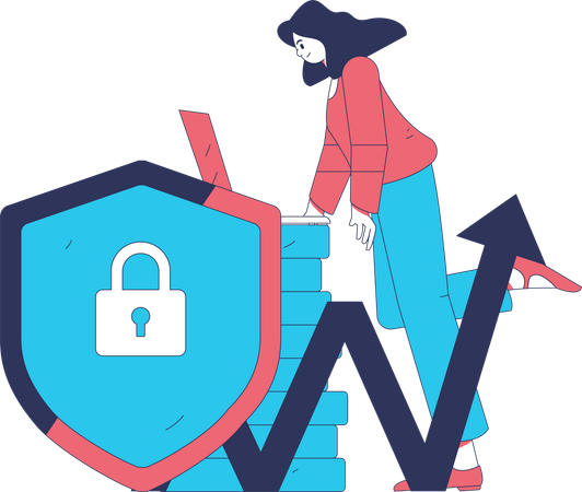 El empleado realiza un seguimiento de la seguridad web  Illustration