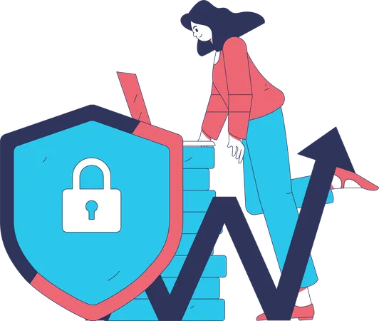 El empleado realiza un seguimiento de la seguridad web  Illustration