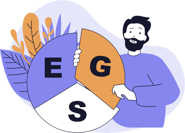 Empleado trabaja con tecnología ESG  Ilustración