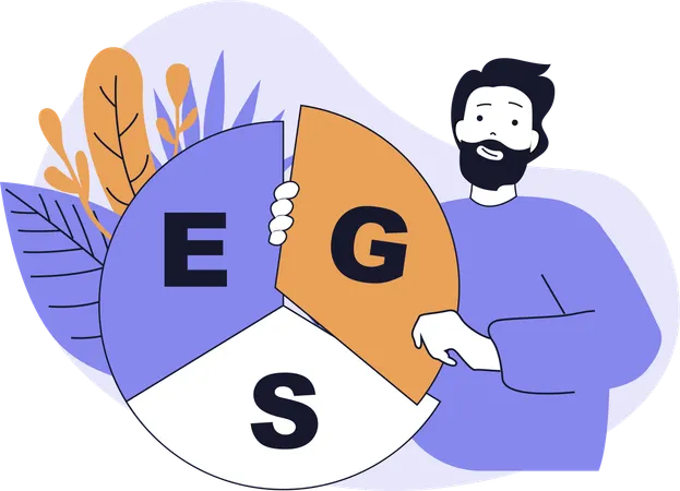 Empleado trabaja con tecnología ESG  Ilustración