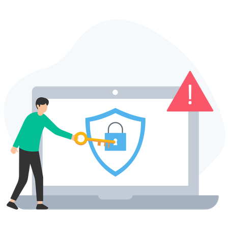 El empleado trabaja en seguridad cibernética  Illustration