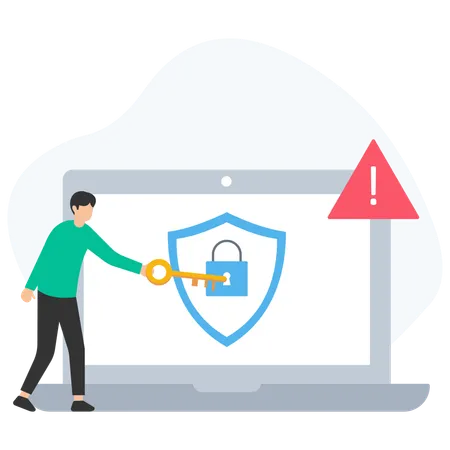 El empleado trabaja en seguridad cibernética  Illustration