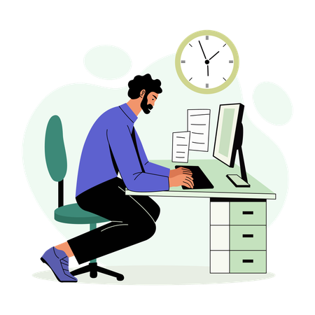 Trabajo de los empleados para el cumplimiento del plazo  Ilustración