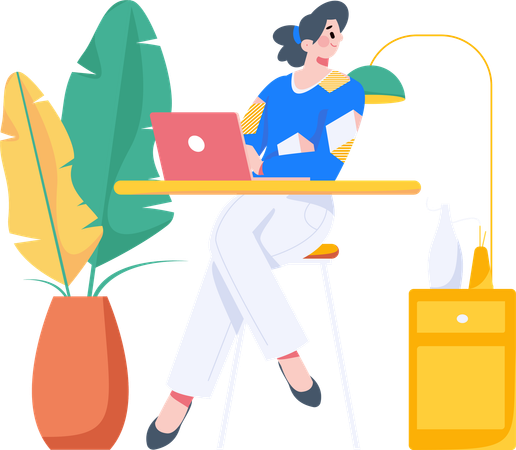 Empleado trabajando desde casa  Illustration